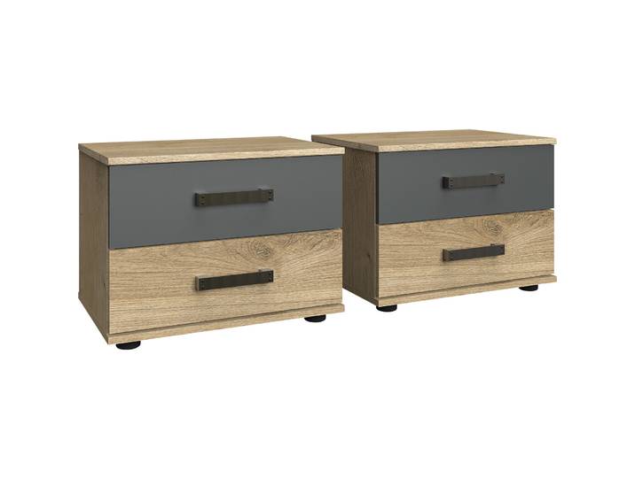 Nachttisch Jasmin Eiche, Graphit Holzwerkstoff B 104 H 40 cm - Nachttisch