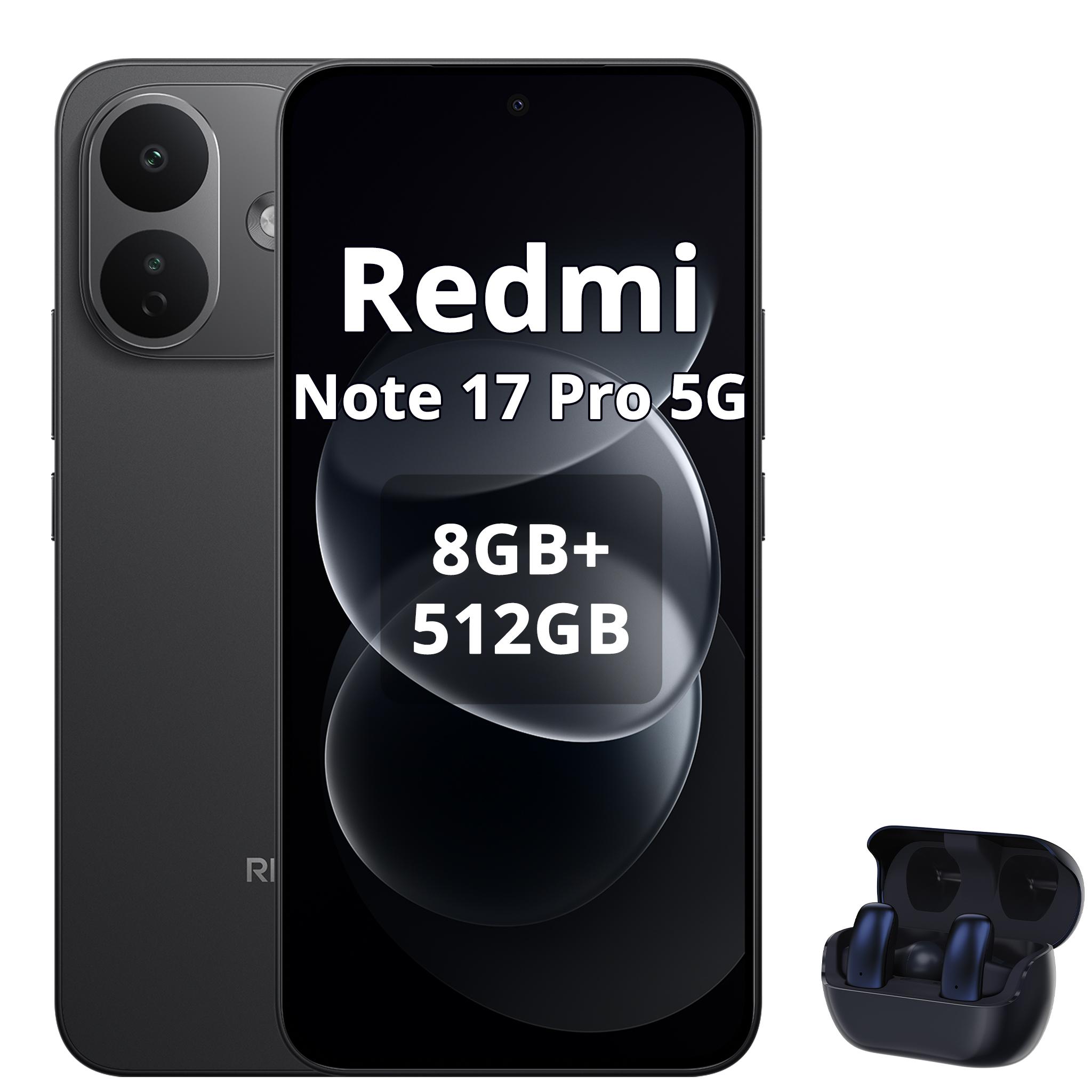 Xiaomi REDMI Note 17 Pro 5G Smartphone 8340mAh 8GB/512GB Schwarz (Inklusive Bluetooth-Kopfhörer)