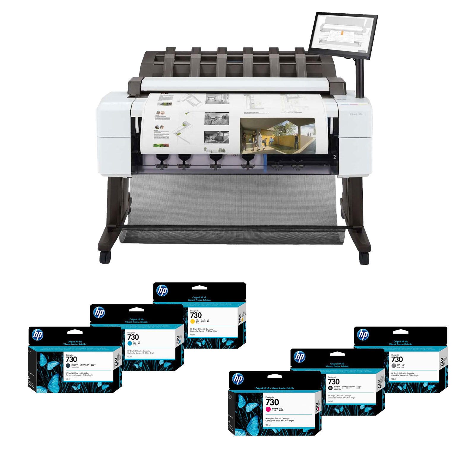 HP Inc. HP DesignJet T2600 36 Zoll PostScript Multifunktionsdrucker inklusive zusätzlichem HP Tintenset 730 3XB78A#B19