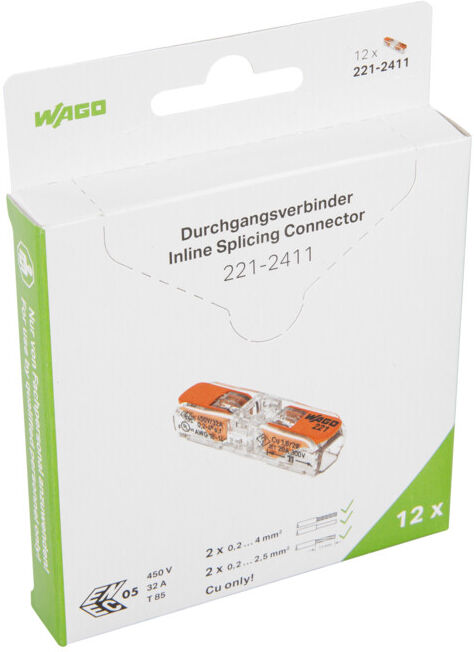 WAGO Connecteur de passage 221-2411/995-012 levier max 4 mm² transparent (221-2411/995-012)