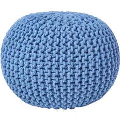 STRICK-POUF blau, 40/40/35 cm