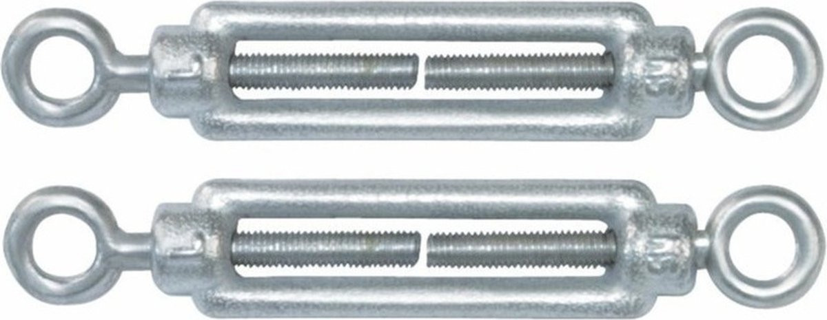 AMIG Spanschroeven met oog/oog, 2 stuks, 11 cm, verzinkt staal, 120 kg, M6 schroefdraad