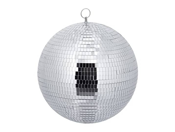 Relaxdays Discokugel, Ø 30 cm, Deko Spiegelkugel zum Aufhängen, große Partykugel mit Metallöse, Discoball Party, silber