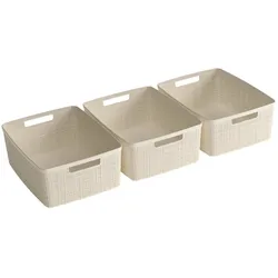 Curver - JUTE RECYCLING Aufbewahrungsbox M 12L, 3er-Set, off white   weiß