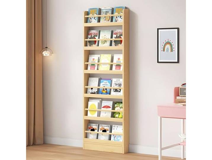 Hyunbdes Kinderbücherregal Wandregale, platzsparendes Regal hinter der Tür, schnelle und Flexible Montage – hohes Holzregal für Kinderzimmer, Kinderzimmer, Schlafzimmer