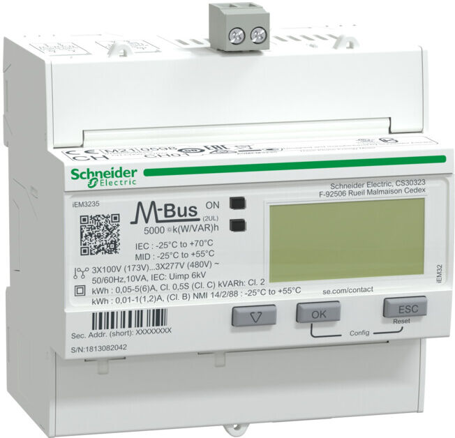 Schneider Electric Compteur d’énergie 3P 5A M-BUS MID A9MEM3235 (A9MEM3235)