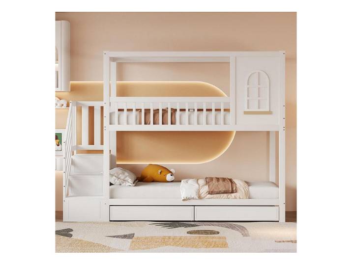 LuxusKollektion Etagenbett Etagenbett Kinder Hausform mit Schubladen (1-St)