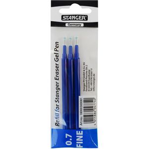 Stanger Gelschreibermine Refill Eraser Gel Pen, löschbar, Strichbreite 0,7mm, blau, 3 Stück