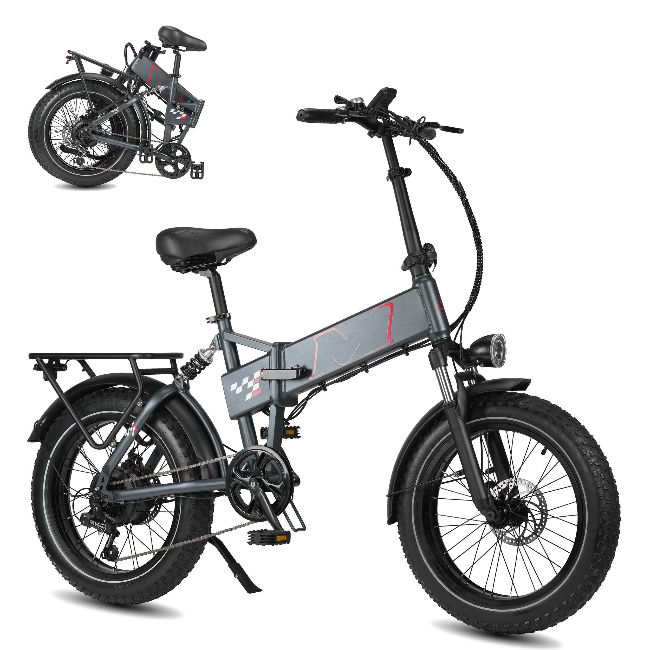 E-Bike Cityrad Polaris Faltbares E-Fahrrad 624WH Pedelec, 48V 13AH 80 km Reichweite Kettenschaltung, Heckmotor, 624 Wh, Cityrad 7 Gang Shimano
