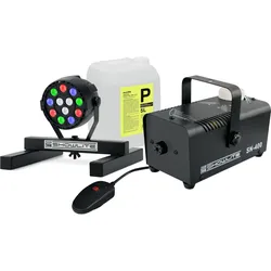 Showlite SN-400 Nebelmaschine + SPS-121 RGBW Spot Set mit 5l Fluid