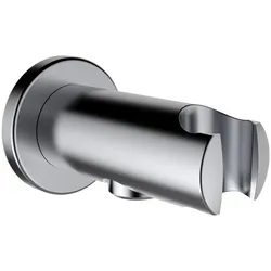 LAUFEN Anschlussbogen twin für Handbrause, mit festem Halter, PVD Rosette, Vollmetall HF504778423000