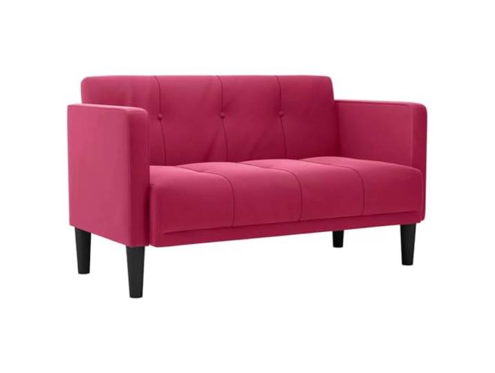 KUTYWEXFM Zweisitzer Sofa 111 cm Sitzbreite Samt Couch Weinrot Kompakter Samtsessel mit Schaumstoff-Feder-Polsterung fuer stilvolle Akzente im Wohnzimmer oder Schlafzimmer.
