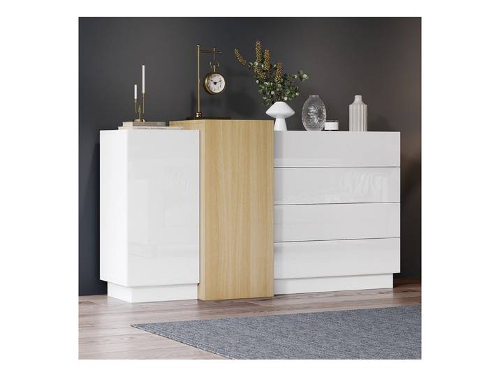IDEASY Sideboard Weißes Hochglanz-Sideboard mit Stauraum, Esszimmer-Schrank