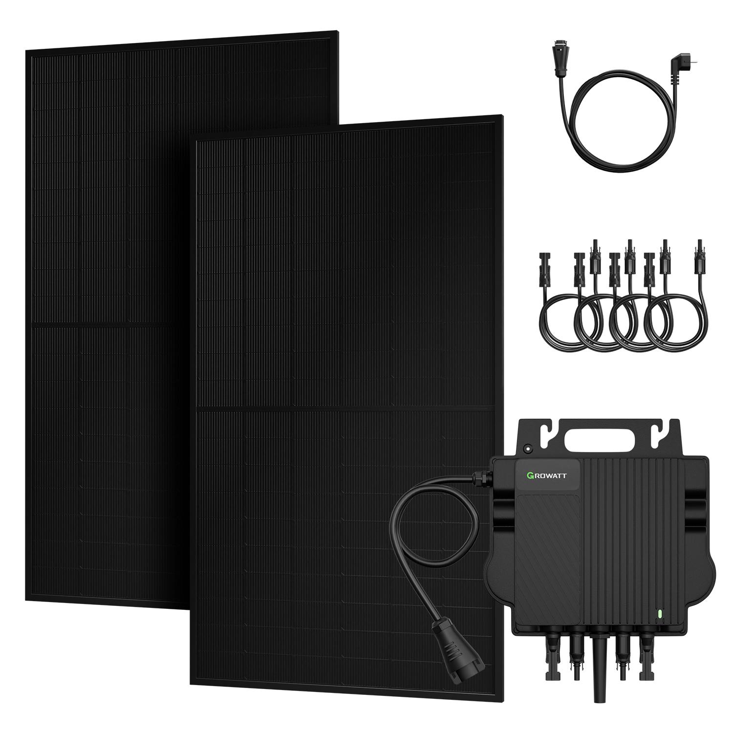 Powerness Balkonkraftwerk mit Speicher 2x SUNPRO 500W PV Panel Bifazial Glas-Glas Solarmodule mit Growatt NEO-800M-X 800W Mikrowechselrichter 0% VAT