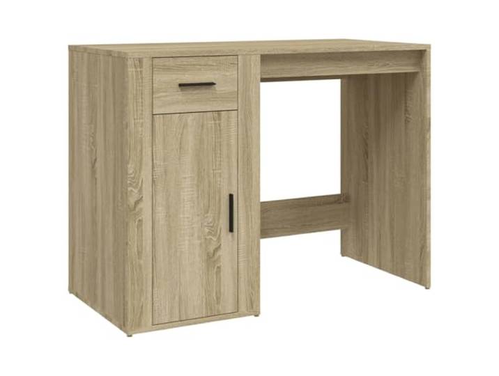 POUFGDR Schreibtisch aus Holz, Eiche, Sonoma, 100 x 49 x 75 cm Mit Schublade und Schrank, glatte Oberfläche, feuchtigkeitsbeständig, für Computer
