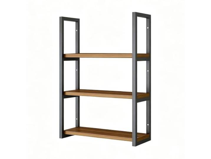 Wandmontierte Regaleinheit, Schwimmendes Offenes Aufbewahrungsregal Mit Metallrahmen und Holzoptik für Wohnzimmer, Schlafzimmer und Badezimmer(60x28x104cm/24x11x41in)