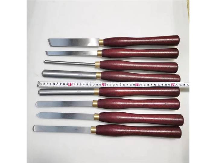 HSS outil de tournage du bois 8 pièces ensemble tour ciseau haute vitesse acier demi-cercle couteau à main outils de tournage du bois