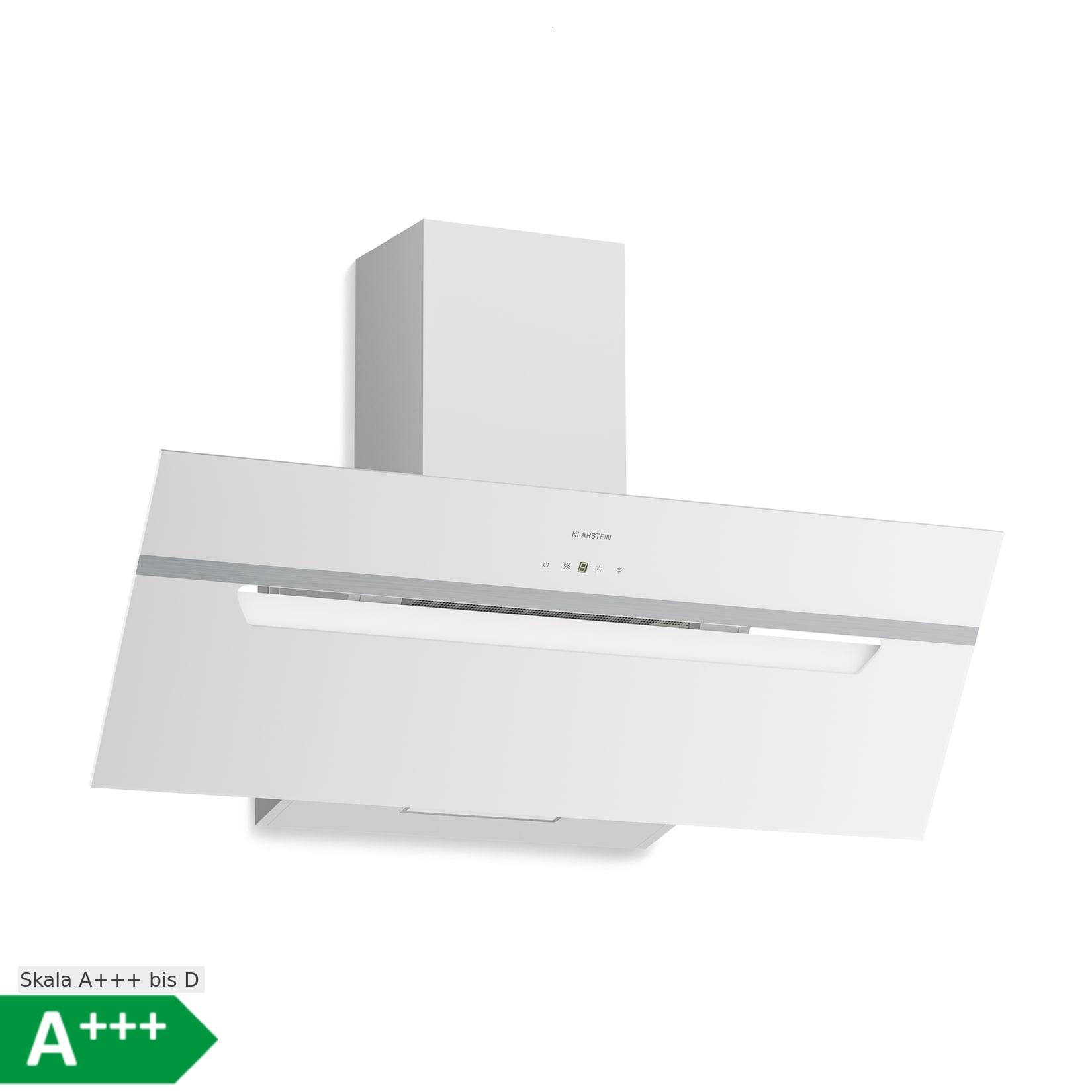 BigBite Kopffreihaube Abluft- und Umluftmodus Sicherheitsglas 417 m³/h 90 cm Weiß