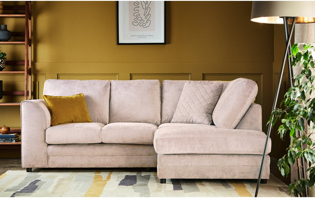 Mercury Chaudri 3 Seater Corner Sofa Chaise Stone 84cm H X 214cm W X 164cm D