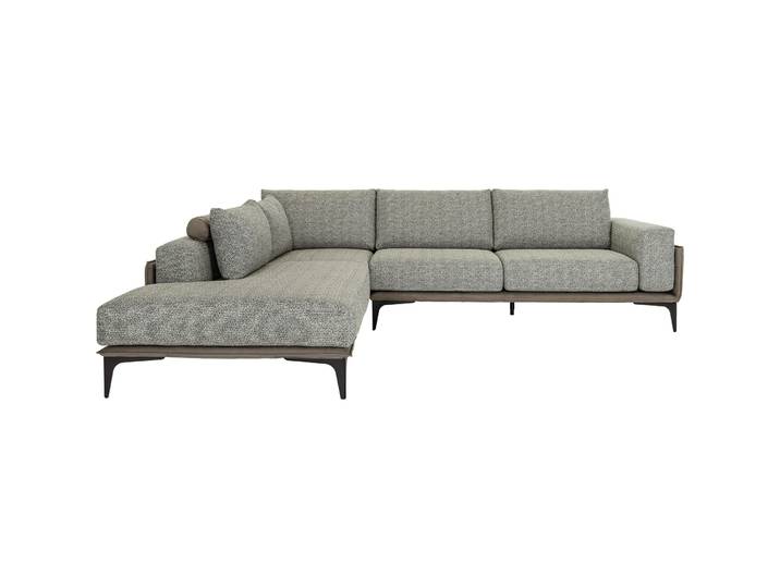 Massimo Divani Ecksofa Eliah Stoff grau-braun B 290 T 210 cm