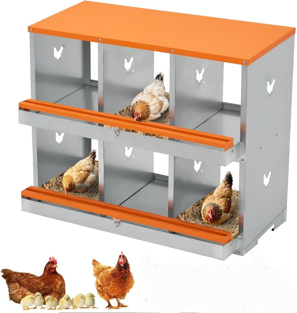 Blue Elephant Metal Chicken Nesting Boxes Orange 66cm H X 81.3cm W X 43.2cm D