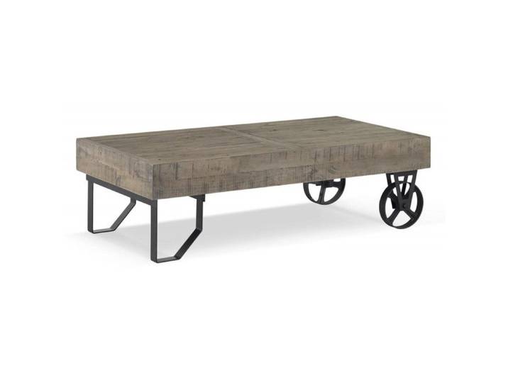 Table basse - DECORATION D'AUTREFOIS - Roulettes Bois - Style Industriel - Loft - Aspect bois