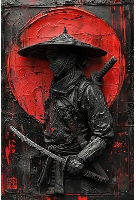 Silver Stone Store Samurai Sword Art Metal Sign Authentic Japanese Warrior Painting For Cafe, Garage & History Themed Room Decor 2 20x30cm