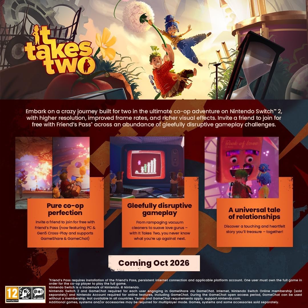 It Takes Two - Nintendo Switch 2 - 2-Player Co-op Action Adventure Game