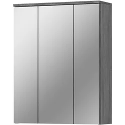 SPIEGELSCHRANK grau Rauchsilber 60 cm, Badschrank 3-türig