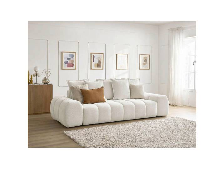 Schlafsofa Everest, Weiß, Kunststoff, Buche, Kiefer, 3-Sitzer, Füllung: Komfortschaum, 278x115x90 cm, Armteil links, rechts, Wohnzimmer, Sofas & Couches, Schlafsofas, Schlafsofas mit Bettkasten