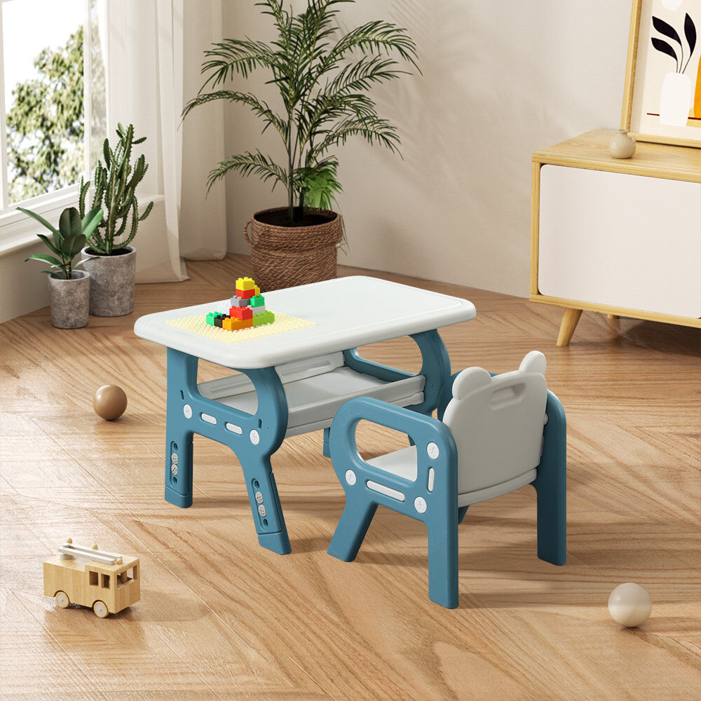 Zoomie Kids Doney Kids 2 Piece Rectangular Arts And Crafts Table and Chair Set Blue 50cm H X 74cm L X 47cm D