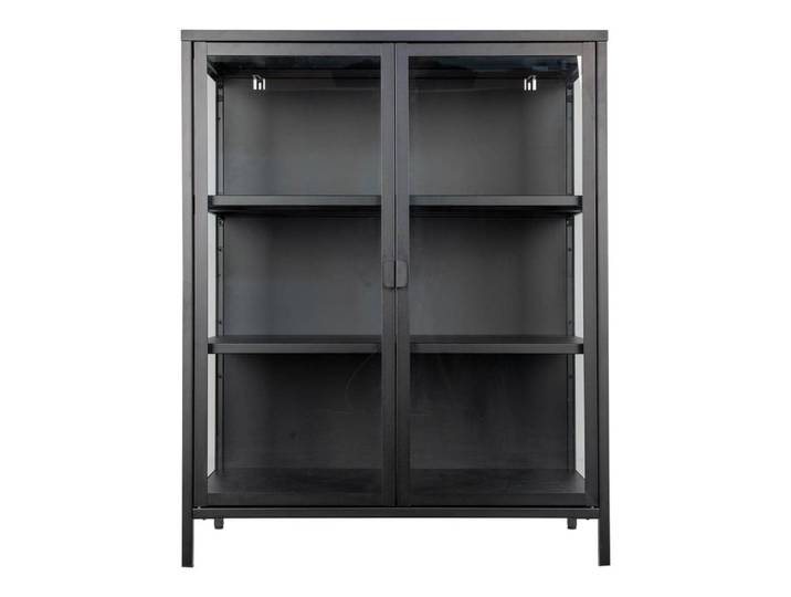 Vitrine 2 portes verre et acier noir h101cm