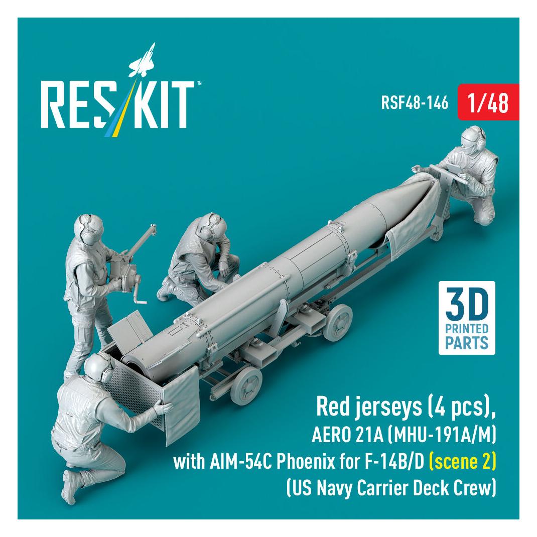 ResKit Red jerseys (4 pcs), AERO 21A (MHU-191A/M) with AIM-54C Phoenix for F-14B/D (scene 2) (US Navy Carri (RSF48-0146)