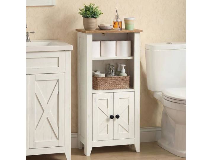 LIRY Collection - Armoire Salle de Bain Style Campagne Meuble de Rangement Mince avec Compartiments Ouv PETIT MEUBLE DE RANGEMENT