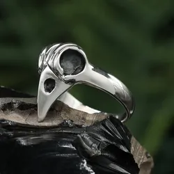 Drachensilber Ring Rabenschädel 925er Silberschmuck Gothic 56 - Silber