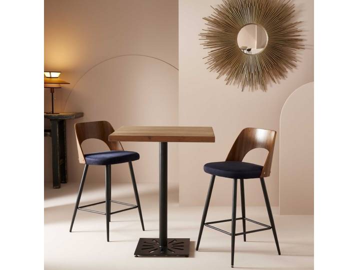 Chaise de comptoir en velours bleu