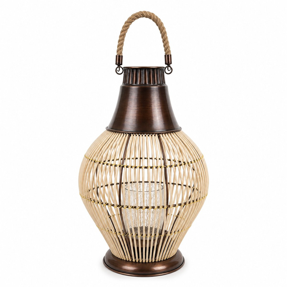 Sense Bamboo Lantern Vintage Koper voor kaarsen