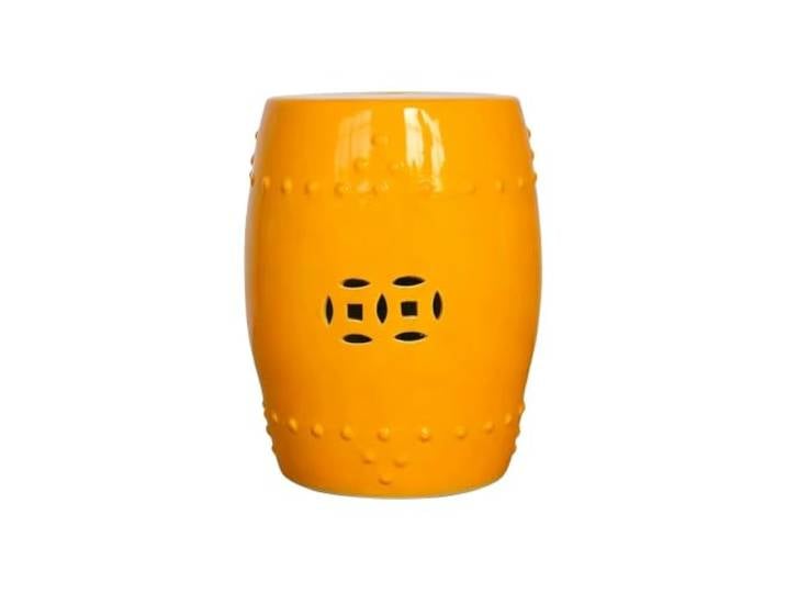 Keramik-Gartenhocker For Drinnen Und Draußen, Terrassendekoration, Einfarbig, Ohne Muster, Wasserdichter, Langlebiger Sitz Oder Beistelltisch For Hof, Wohnzimmer – Dekoratives Akzentstück(Yellow2)