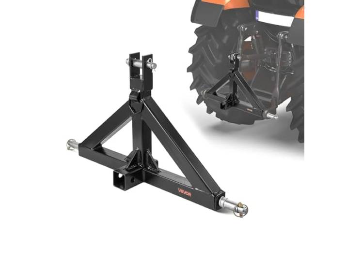 VEVOR Attelage 3 Points avec Récepteur 5 cm\, Fixation Rapide 3 Points\, Capacité 1360 kg\, Adaptateur Barre de Remorquage Robuste pour Effectuer Travaux Agricoles pour Plupart Tracteurs à Attelage 5 cm