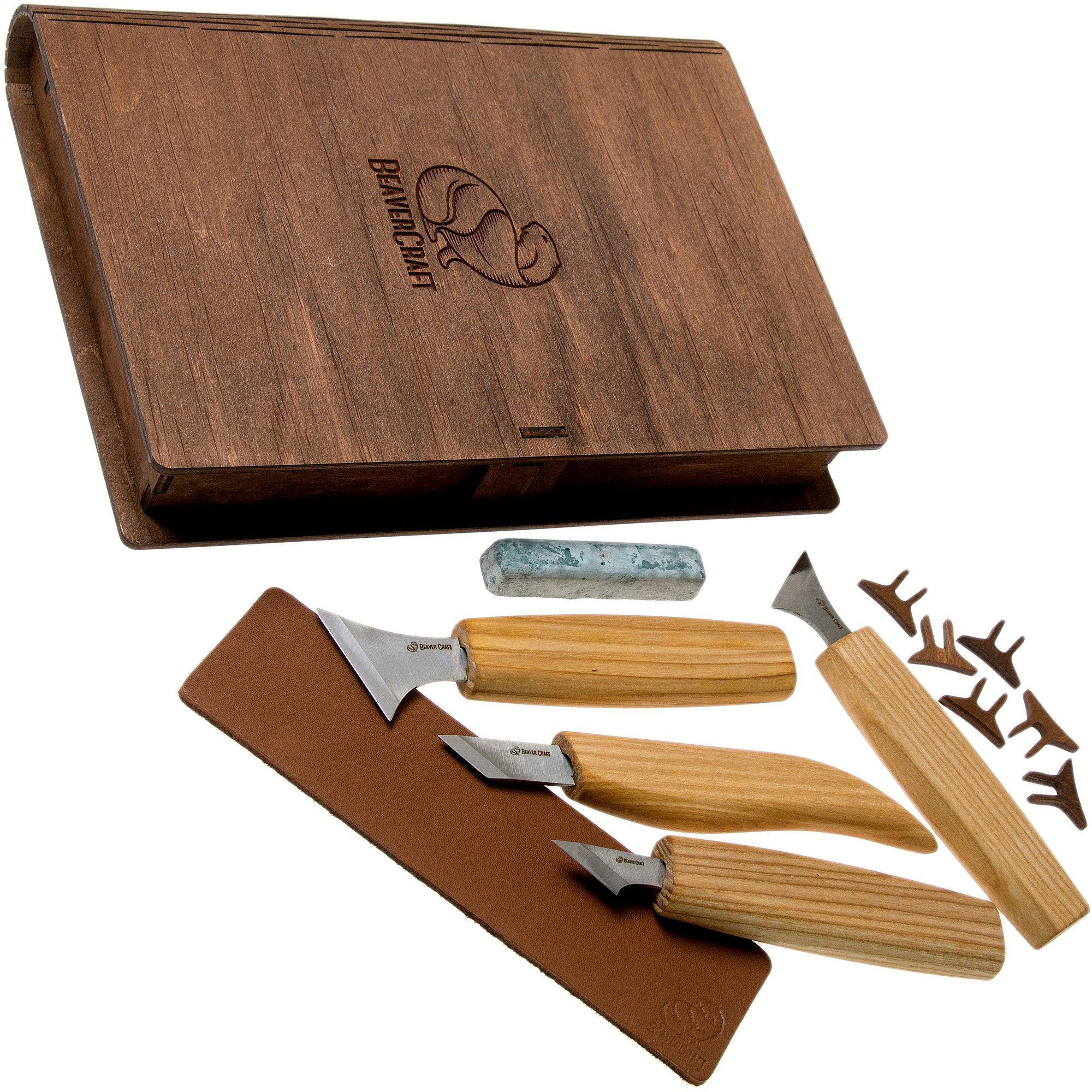 Zestaw do rzeźbienia BeaverCraft Geometric Wood Carving Set S05 Book z drewnianą książką do przechowywania