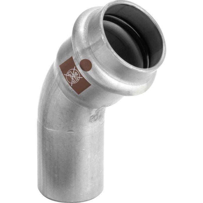 Viega Temponox Bogen 810009 35 mm, 45Grad, Stahl, nicht rostend, Einsteckende, SC-Contur