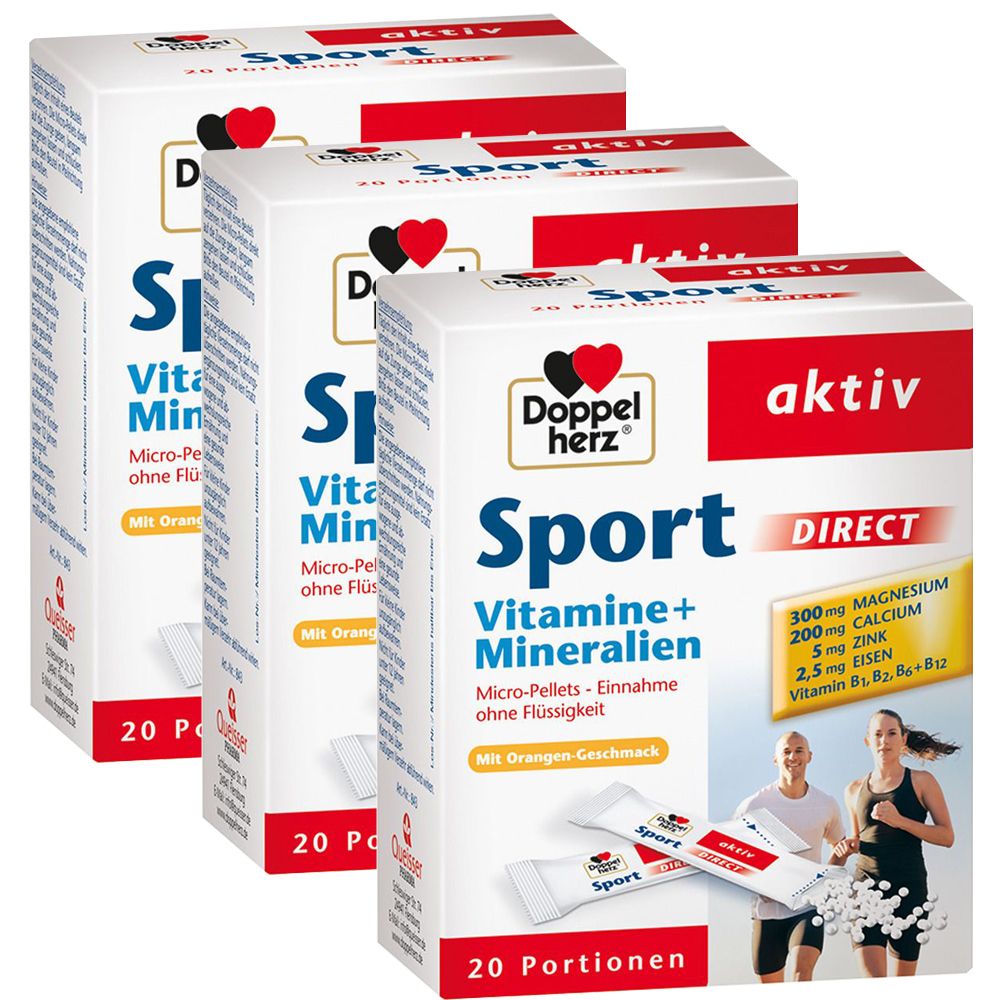 3x Doppelherz Sport Direct Vitamine+Mineralien 3x20x2 g Tabletten