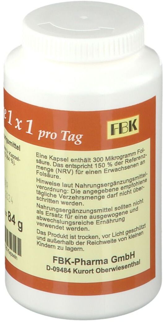 FBK Folsäure 1X1 pro Tag Kapseln 180 St