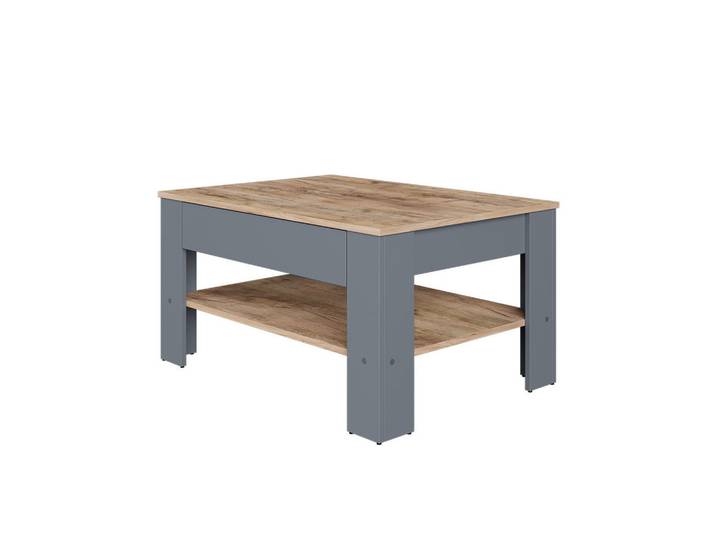 Vicco Couchtisch Milan Anthrazit/Goldkraft Eiche 92.2 x 65 cm, Anthrazit, Eichefarben, Holzwerkstoff, Rechteckig, 92.2x48x65 cm, Wohnzimmer, Wohnzimmertische, Couchtische