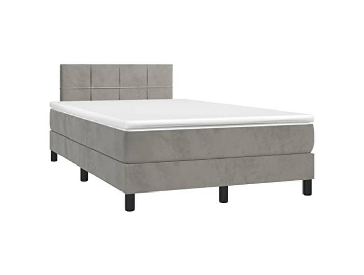 vidaXL Boxspringbett mit Matratze & LED Hellgrau 120x200 cm Samt