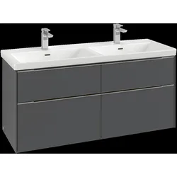 Villeroy & Boch Subway 3.0 Waschbeckenunterschrank, 4 Auszüge, 1272x576x478mm, C56802AH, Farbe: Front/Korpus: Wine Red, Griff: Wine Red