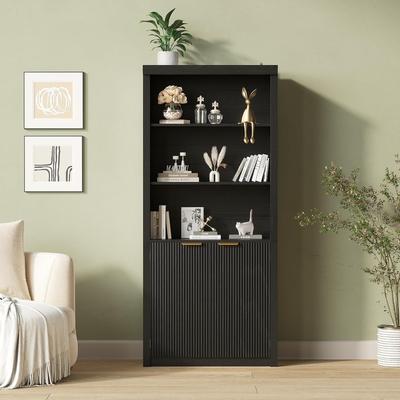 Garvee "71"" Tall Bookshelf with Fluted Doors"