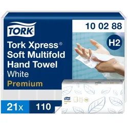 Tork Xpress® weiche Multifold-Handtücher Weiß H2, Premium, 2-lagig, QuickDry, 21...