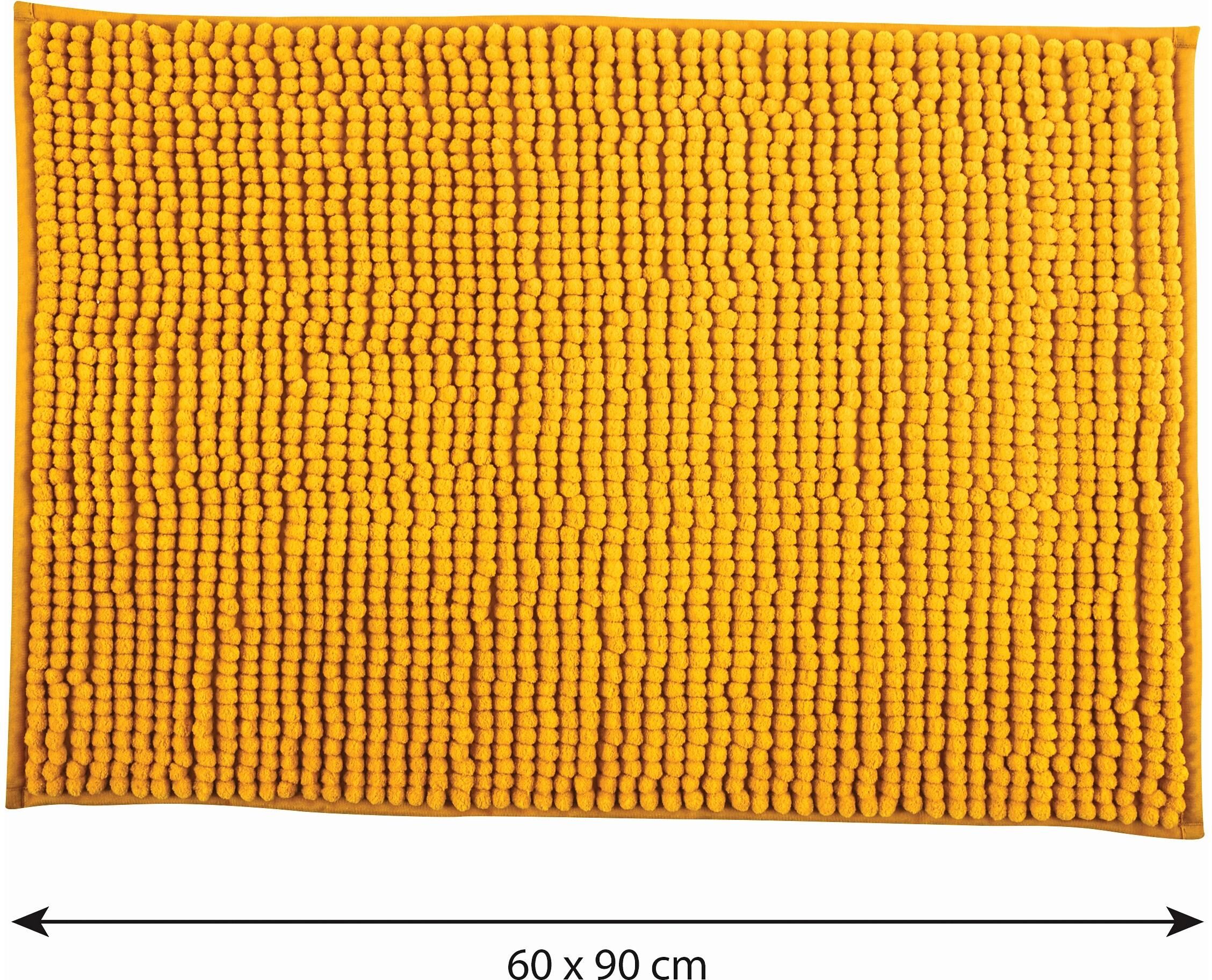 Badematte MSV "Chenille Gelb (Safran)", gelb, (60cm x 90cm ), 1 Stk., Kunstfaser, Badematten, Badematte gelb (60cm x 90cm ), 1 Stk.