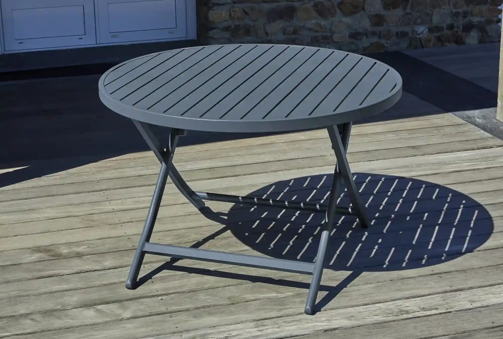 dcb garden Table de jardin ronde pliante en aluminium Noir 110x73x110cm